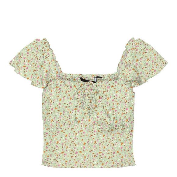 SHORT-SLEEVED FLORAL TOP - Picture 1 of 2